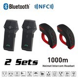 1000M Bt Motorcycle Helmet Bluetooth Intercom Interphone Headset Nfc Fm Functon L3 Remote Control